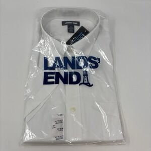 NTW Lands End Men's Comfort First Short Sleeve Shirt White Large Traditional Fit